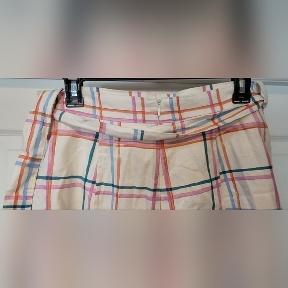 NWT $69 Women's WAYF Multi Colored Checker Linen Blend Summer Shorts Belt Size M - Picture 5 of 10